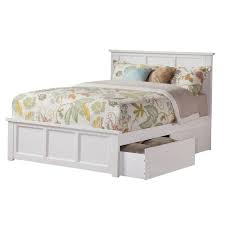 This platform bed has the tightly jointed and closely packed slats that feel reliable. Atlantic Furniture Madison White Queen Platform Bed With Matching Foot Board With 2 Urban Bed Drawers Ar8646112 The Home Depot