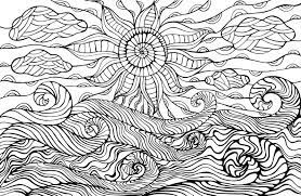 Download this running horse printable to entertain your child. Doodle Sun Clouds And Ocean Waves Coloring Page For Children An Stock Vector Illustration Of Decoration Pattern 131579336