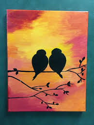 Acrylic Painting On Canvas By Lisa Fontaine Sunset Love Birds Love Birds Bird Paintings On Canvas Love Birds Painting Fall Canvas Painting