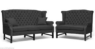 You can sit on it to enjoy your leisure time in the daytime. Grey Linen Button Tufted Scroll Wing Tall Back Sofa Amp Love Seat Silver Nail Head Modern Sofa Set Grey Linen Sofa Linen Sofa