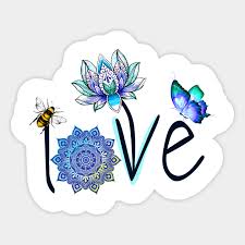 Do butterflies like lotus flowers. Love Bee Butterfly Lotus Flower Yoga Yoga Aufkleber Teepublic De