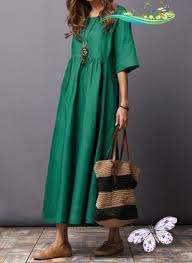 Pamuk Maksi Cin Gunluk Giysisi Yarim Kollu Yok Kati Elbiseler Br Maksi Elbiseler Elbiseler The Dress