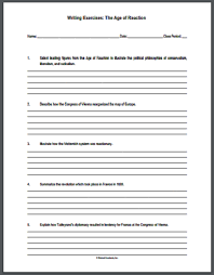 Reactionary Period Essay Questions Free To Print Pdf Files Writing Exercises Essay Questions This Or That Questions