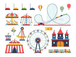 Amusement Park Attractions Train Ferris Wheel Roller Coaster Drawing Amusement Park Ride Drawing