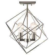 Most hang less than a foot from the ceiling. Kichler Beckenham 13 75 In Brushed Nickel Incandescent Semi Flush Mount Light Lowes Com Semi Flush Mount Lighting Flush Mount Lighting Semi Flush Ceiling Lights
