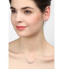 Clara 5 Stone Silver Chain Pendant with Earring in Ernakulam at ₹ 17,000