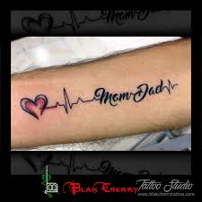 Mom Dad With Heartbeats Mom Dad Tattoos Dad Tattoos Mom Tattoo Designs