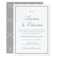 Simple Elegance Wedding Invitation Gray Border Zazzle Com Wedding Invitation Card Design Elegant Wedding Invitations Elegant Wedding Invitation Card