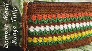 Tas rajut motif bunga mawar. Crochet Tutorial Dompet Rajut Motif Bunga Tulip Flowers In Row Stitch Youtube