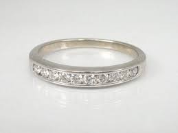 Vintage Diamond Wedding Ring 10 Channel Set Diamonds 14k White Gold 465 00 Eternity Ring Diamond Wedding Rings Diamond