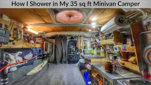 How I Shower In My 35 Sq Ft Minivan Camper In 2020 Mini Van Camper Shower