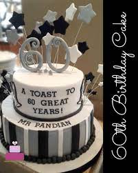 Raising a glass to your health and happiness all the way from insert location. 60th Birthday Cake A Black And Silver Design Decorated Treats