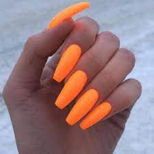 Girls who love to stand out with their brightness and individuality, can do so it with the help of orange acrylic nail designs. Be Inspired On Instagram Creations By J Orange Acrylic Nails Neon Acrylic Nails Orange Nails