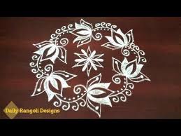 Simple Lotus Kolam With 9 Dots Easy Lotus Rangoli Lotus Muggulu Design Youtube Lotus Rangoli Muggulu Design Rangoli Designs