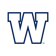 The winnipeg jets logo has navy blue, blue, red, and white colors and a jet airplane object over a maple leaf, with a white background and navy and gray outline. Winnipeg Blue Bombers Logo Vector