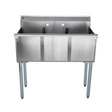 three compartment sink in stainless steel