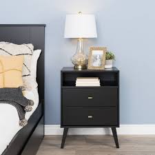 Its design elements with framed drawer fronts, tapered feet, and simple molding create a look that fits within contemporary to. Mid Century Modern 2 Drawer Tall Nightstand With Shelf Prepac Target