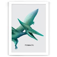 Bedrooms, study rooms, play rooms, textile, home decor, gift cards. Dinosaur Pterodactyl Print Nursery Kids Art Hide And Peek