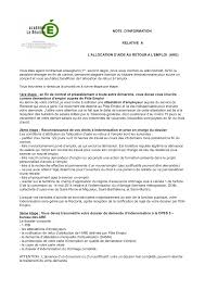 Chômage / allocation de retour à l'emploi. Note Are