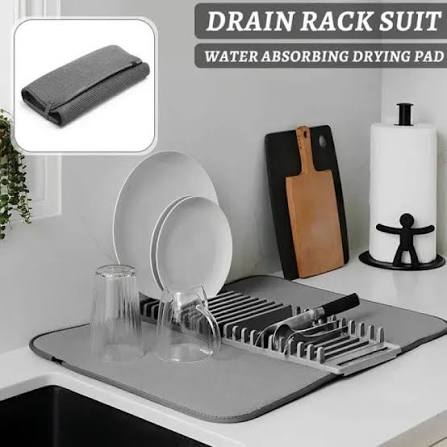 Buy Dish Drying Mat Multipurpose Plates Rack, Microfibre Absorbent Mat Pot  Lid Holder