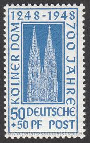 Jahrestag der grundsteinlegung) motiv der briefmarke Bizone 1948 1949 Mi Nr 52 110 Peters Sammelshop