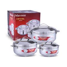 طقم حافظات طعام ماكسيما استانلس استيل 3 مقاسات Hp 198 3m Hp 198 3m