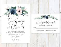 Dusty Blue And Blush Wedding Invitation Blush And Blue Floral Etsy Fun Wedding Invitations Blush Wedding Invitations Blue And Blush Wedding