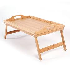 Bonnlo Natural Bamboo Folding Bed Tray Table Breakfast Tray Table Serving Table Laptop Desk With Foldable Legs And Hand Wood Dinner Table Bed Tray Tea Table
