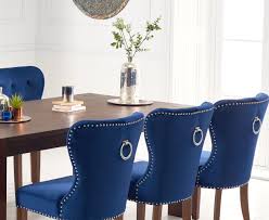 Welcome to our stunning collection of rustic and reclaimed wood dining high quality workmanship and functional design makes this 100% solid oak dining table and chairs set 4 stand out from other oak dining sets. Dark Oak Dining Table And 8 Blue Velvet Chairs Homegenies
