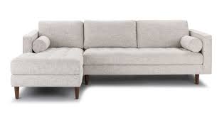 The 100% top grain leather upholstery is color consistent and has a smooth corrected grain finish, and a good degree of protection that makes it perfect family homes or contract and hospitality projects. Birch Ivory Sven Fabric Walnut Left Sectional Sofa Article