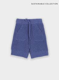 En plus d'être vraiment les plus. Limited Edition Knit Shorts Made From Recycled Materials Blue Woman Shorts Parfois Com