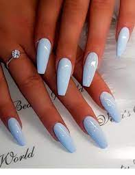 Nice Light Blue Long Nails Acrylic Nails Coffin Short Coffin Shape Nails Best Acrylic Nails
