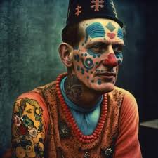 imagine [ prompt ] Fantastic intricate tattooed creatures from an alternate  era that I could not imagine or create