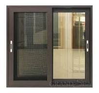 Brown coffee color aluminum sliding window with security mesh