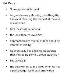 Neil In Summer Dead Poets Society Robin Williams Dead Poets Society Dead Poets