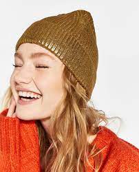 Metallic Knit Hat Headwear Accessories Woman Zara United States Knitted Hats Metallic Knits Woman Knitting