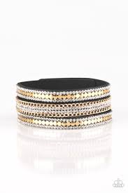 Black And Gold Wrap Bracelet Paparazzi Fashion Fanatic Gold In 2020 Snap Bracelets Paparazzi Fashion Bracelets