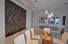 The feature wall was created using a stencil by olive leaf stencils. Dining Room Feature Wall Houzz