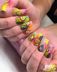 Nailz By Dev On Instagram Trippy Smileyz All Acrylic Base Using Valentinobeautypure Awesome 80 S Collect Funky Nails Swag Nails Fall Acrylic Nails