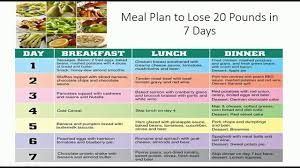Diet Chart To Lose Weight Lose 20 Pounds In 7 Days