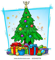 The advantage of transparent image is that it can be used efficiently. Cartoon Christmas Tree Decorated With Angel On Top And Light Balls Stars And Gift B Cartoon Christmas Tree Merry Christmas Pictures Christmas Tree Decorations