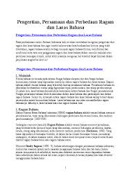 Check spelling or type a new query. Doc Pengertian Persamaan Dan Perbedaan Ragam Dan Laras Bahasa Meiliza E U Academia Edu