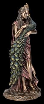 Figuren Shop GmbH Dekofigur Hera Figur mit Pfau - Göttin der Ehe - Veronese griechische  Mythologie