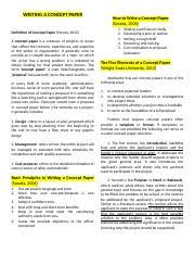 Concept notes, as its name suggests, is a brief summary that discusses the ideas regarding a project being proposed and the objectives that it is aiming to achieve. Writing A Concept Paper Docx Writing A Concept Paper How To Write A Concept Paper Sarada 2006 1 2 3 4 5 Definition Of Concept Paper Menoy 2016 A Course Hero