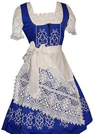 dirndl trachten haus 3 piece long german wear party oktoberfest waitress dress 16 46 blue