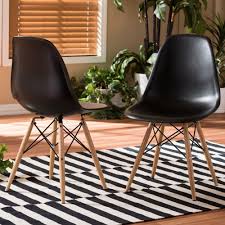 Baxton Studio Azzo Black Plastic Dining Chairs Set Of 2 2pc 3988 Hd The Home Depot Plastic Dining Chairs Midcentury Modern Dining Chairs Dining Chair Set