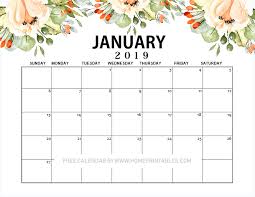 January 2019 Calendar Printable 10 1 Designs For Free Download Calendar Printables Monthly Calendar Printable Free Printable Calendar