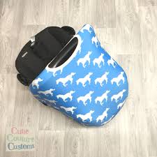 Universal Blue Car Seat Hood Cover Replacement Horse Theme Sun Canopy Cutie Couture Customs Sunshade New Baby Gift Girl Boy Carrier New Baby Products New Baby Gifts Car Seats