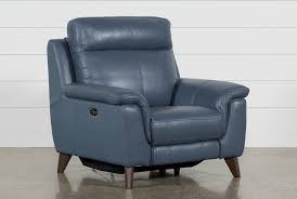 Moana Blue Leather Power Reclining Chair With Usb Recliner Chair Best Leather Sofa White Dining Chairs