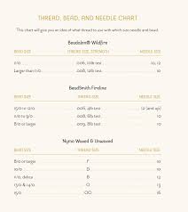 Bead Thread Needle Sizing Chart Jewelry Making